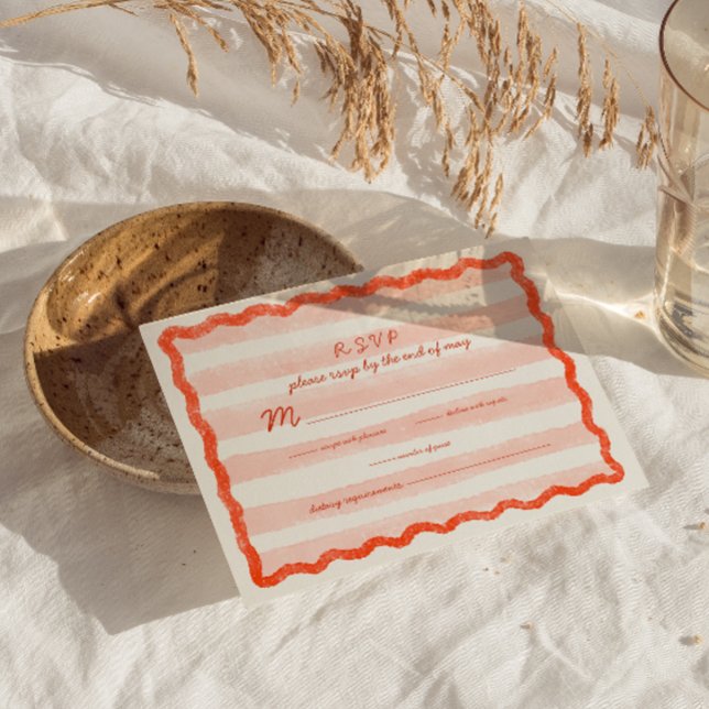 Whimsical Modern Rosa & Red Bröllop OSA Card. Kort (Skapare uppladdad)