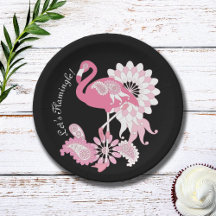 Whimsical Modern Svart Rosa Flamingo