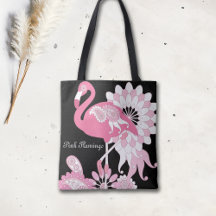 Whimsical Modern Svart Rosa Flamingo