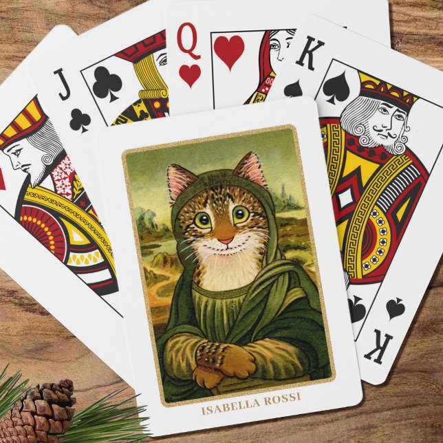 Whimsical Mona Lisa Cat eget namn Casinokort (Skapare uppladdad)