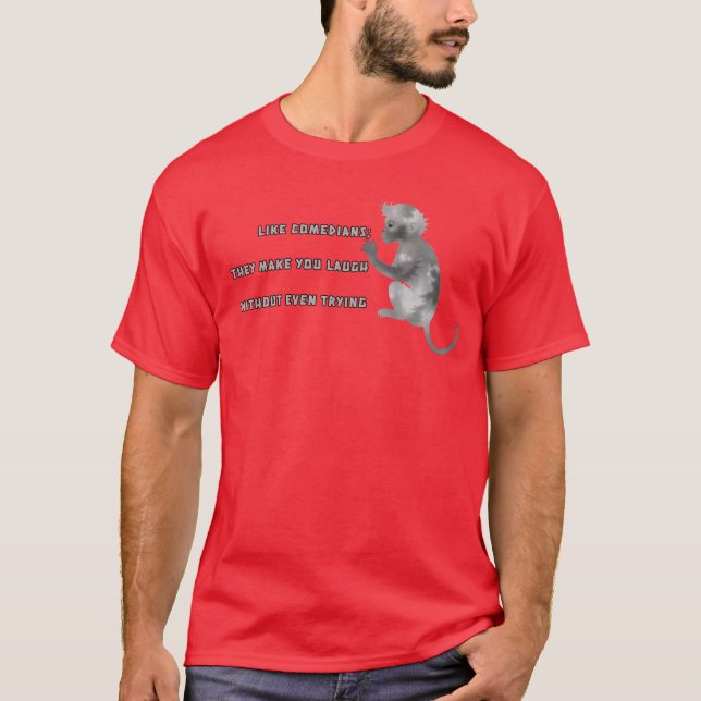 Whimsical Monkey med komediscitat familj T Shirt (Framsida)