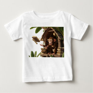 Whimsical Monkey Scholar i ett Jungle Treehouse Li T Shirt