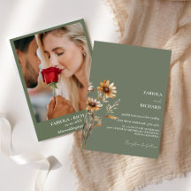 Whimsical Monogram Boho Grönt Wildblomma Bröllop