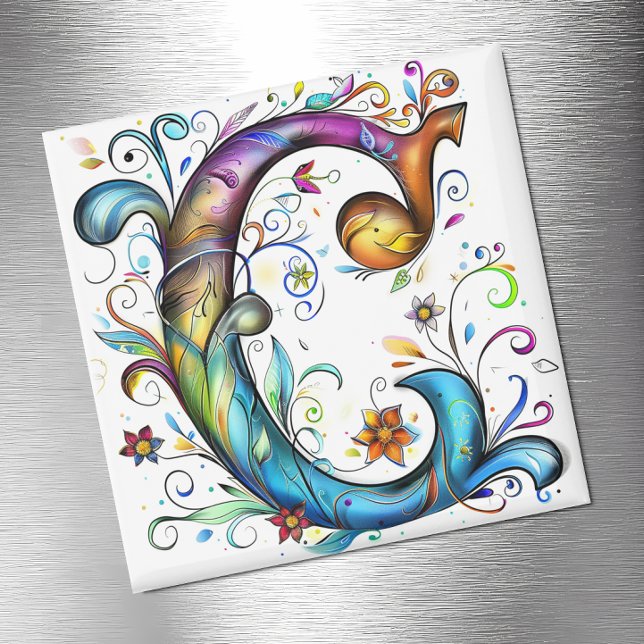 Whimsical Monogram C Magnet (Skapare uppladdad)