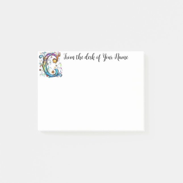 Whimsical Monogram C Post-it Block (Framsida)