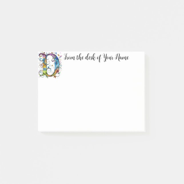 Whimsical Monogram D Post-it Block (Framsida)