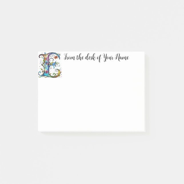 Whimsical Monogram E Post-it Block (Framsida)