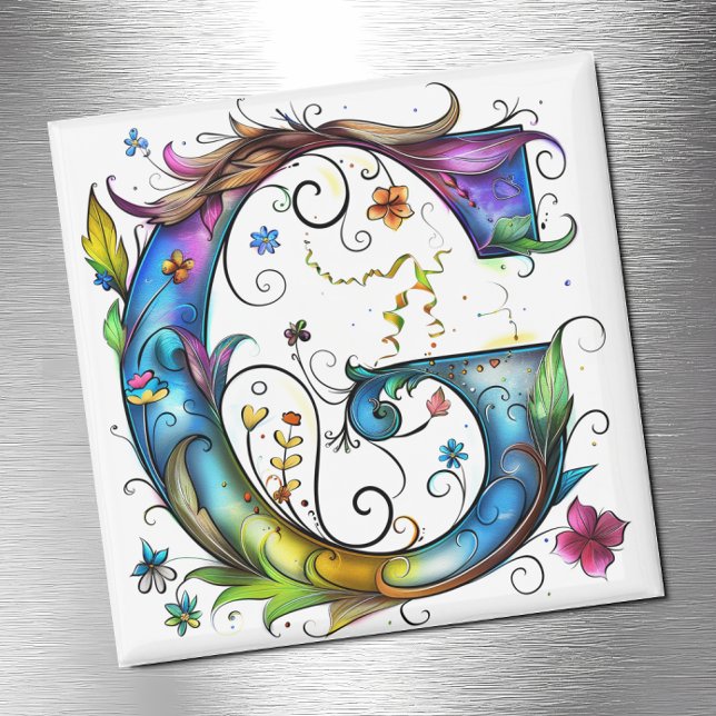 Whimsical Monogram G Magnet (Skapare uppladdad)