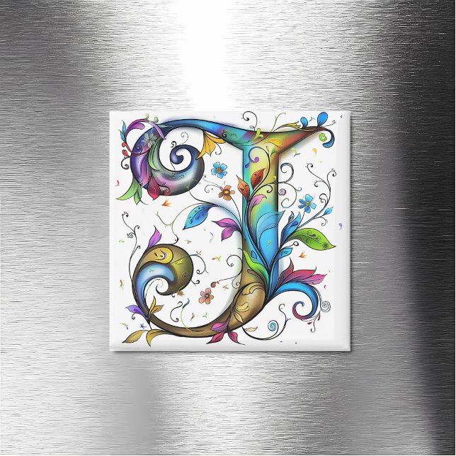 Whimsical Monogram J Magnet (Skapare uppladdad)