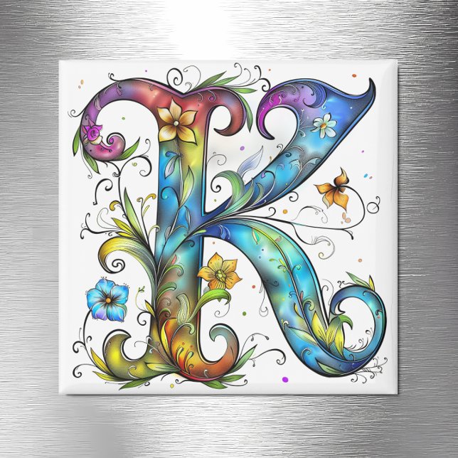 Whimsical Monogram K Magnet (Skapare uppladdad)