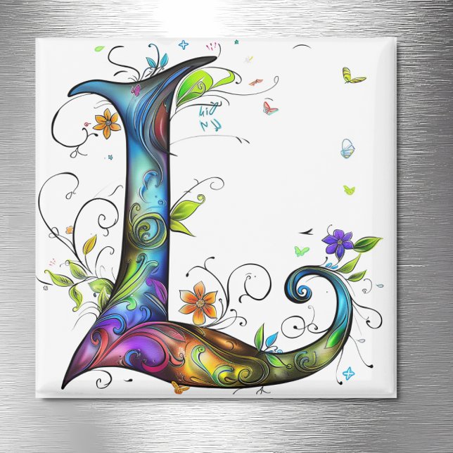Whimsical Monogram L Magnet (Skapare uppladdad)