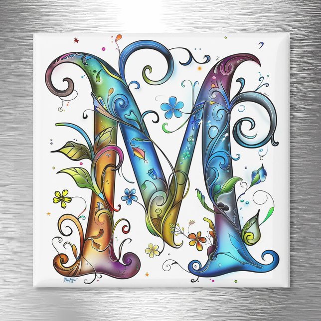 Whimsical Monogram M Magnet (Skapare uppladdad)