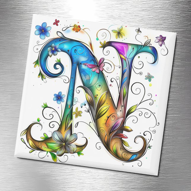 Whimsical Monogram N Magnet (Skapare uppladdad)