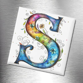 Whimsical Monogram S Magnet