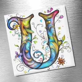 Whimsical Monogram U Magnet