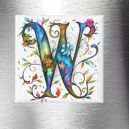 Whimsical Monogram W Magnet
