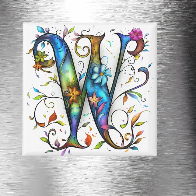 Whimsical Monogram W Magnet (Skapare uppladdad)