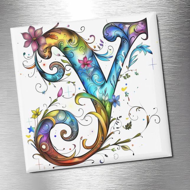 Whimsical Monogram Y Magnet (Skapare uppladdad)
