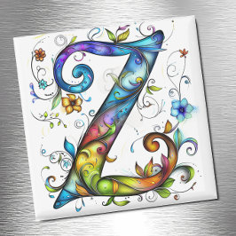 Whimsical Monogram Z Magnet