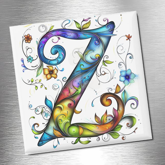 Whimsical Monogram Z Magnet (Skapare uppladdad)