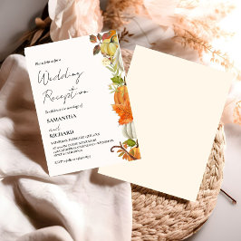 Whimsical MonogramPumpkin Wedding Reception Inbjudningar