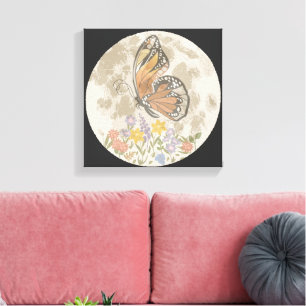 Whimsical Moon Flower Canvastryck