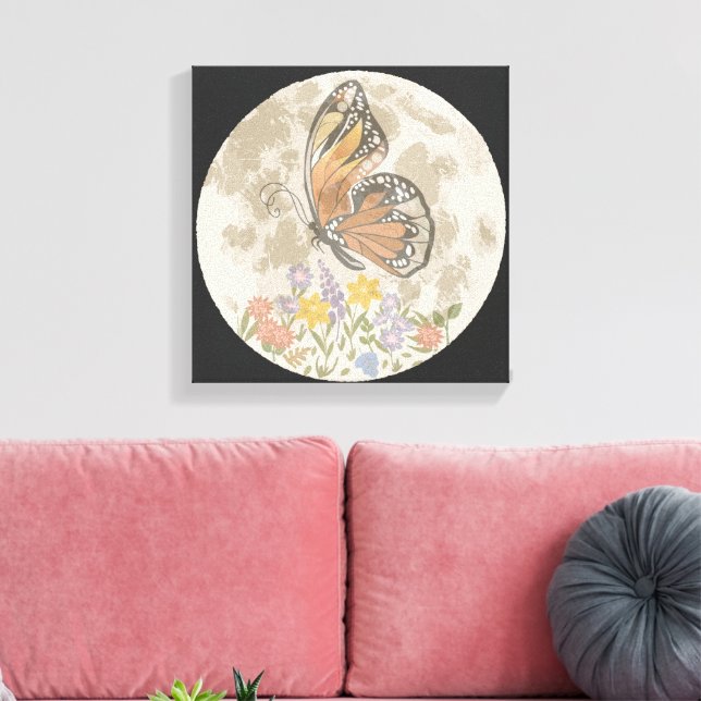 Whimsical Moon Flower Canvastryck (Insitu (Vardagsrum))