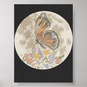 Whimsical Moon Flower Poster
