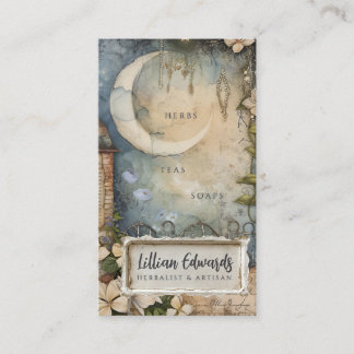 Whimsical Moon Garden Business Card Visitkort