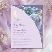 Whimsical Moon Lavendel Lila Skript Baby Shower