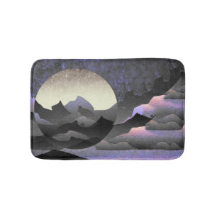 Whimsical Moon och Mountains abstrakt konst Badrumsmatta