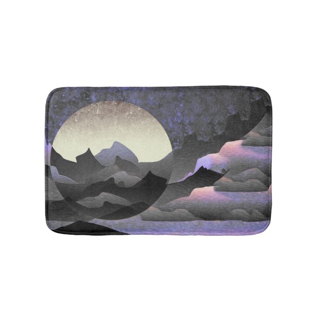 Whimsical Moon och Mountains abstrakt konst Badrumsmatta (Framsidan)