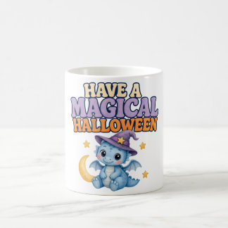 Whimsical Moon och Witch Dragon Halloween-kaffe Kaffemugg