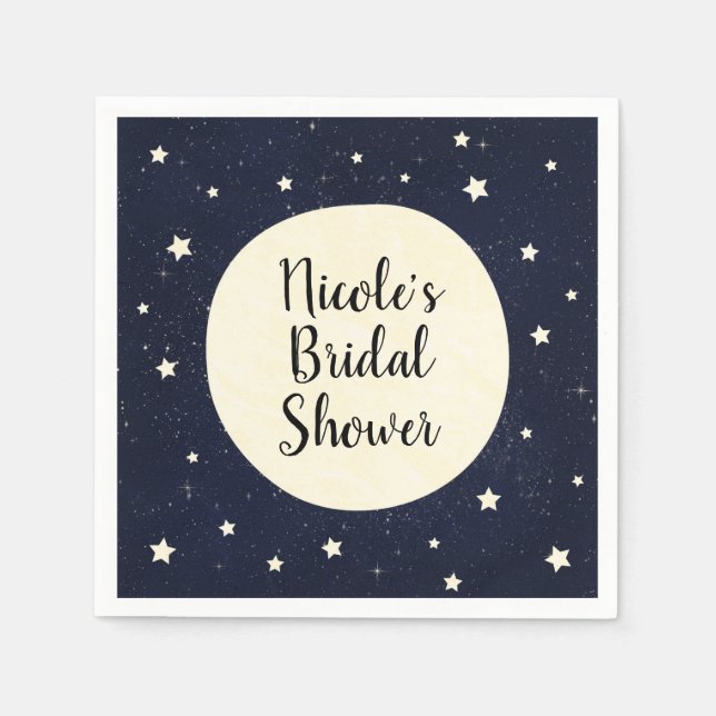 Whimsical Moon & Stars Celestial Bebis Shower Pappersservett (Framsidan)