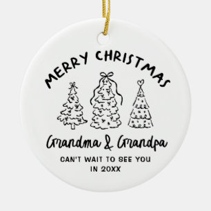 Whimsical Mor- och Farföräldrar Graviditet Annonse Julgransprydnad Keramik