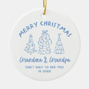 Whimsical Mor- och Farföräldrar Graviditet Annonse Julgransprydnad Keramik