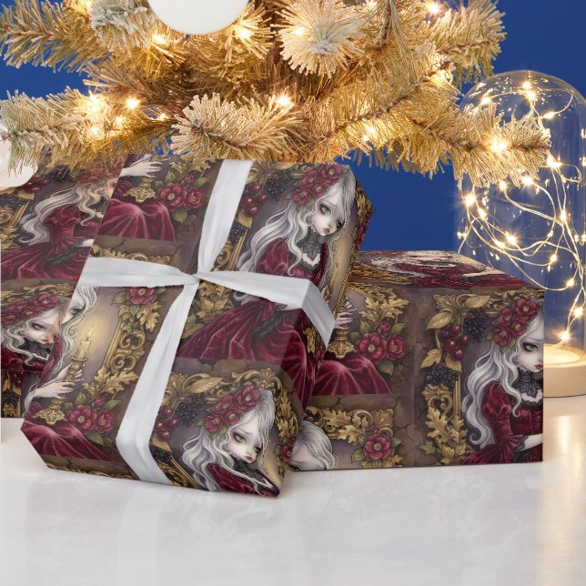 Whimsical Mörk Älgfestlig Vinter Presentpapper (Helgdagar)