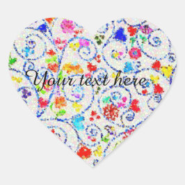 ​Whimsical Mosaic Floral Heart Sticker Hjärtformat Klistermärke