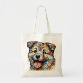 Whimsical Mosaik stil mönstrad hund Tygkasse