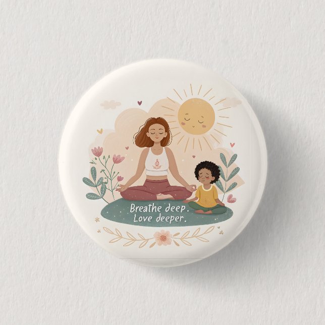 Whimsical Mother Child Meditation Art Knapp (Framsida)