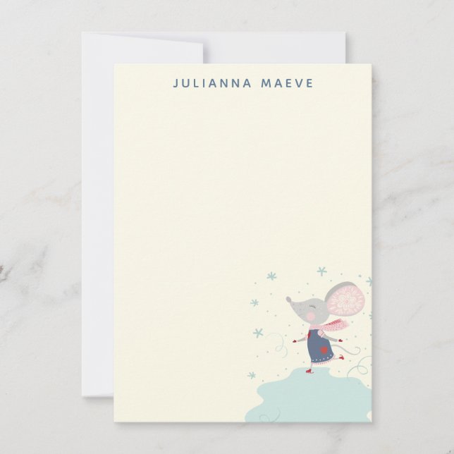 Whimsical Mouse Isdansare Jul Personlig Anteckningskort (Framsida)