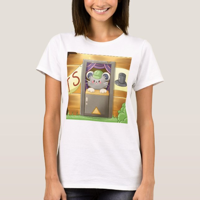 Whimsical Mouse Vendor – Cute Hat Booth Character T Shirt (Framsida)