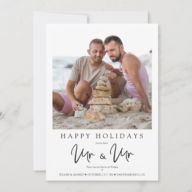 Whimsical MR & MR Gay Christmas Wedding Photo (Framsida)