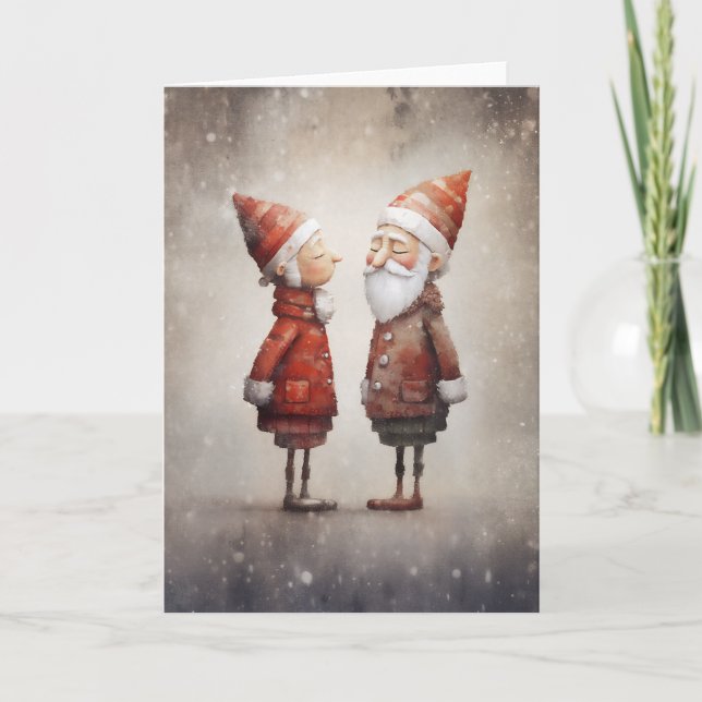 Whimsical Mrs och Mr Claus tecknad serie Inbjudan (Framsida)