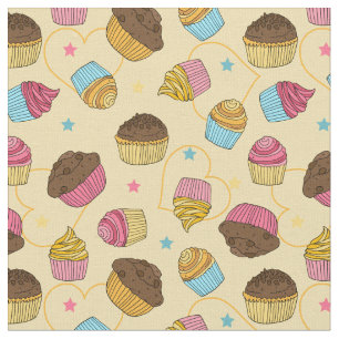 Whimsical Muffins och Muffinsar Baking Mönster Tyg