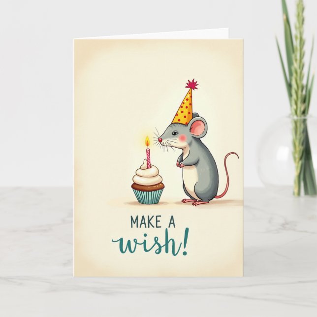 Whimsical Mus Cupcake-kort Kort (Framsida)