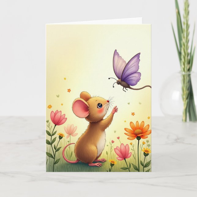 Whimsical Mus Födelsedagskort Kort (Framsida)