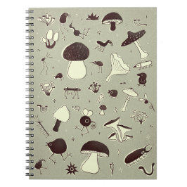 Whimsical Mushroom and Forest Creatures Notebook Anteckningsbok
