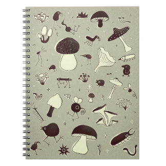 Whimsical Mushroom and Forest Creatures Notebook Anteckningsbok