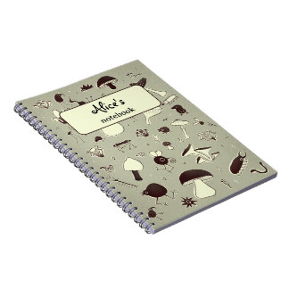 Whimsical Mushroom and Forest Creatures Notebook Anteckningsbok